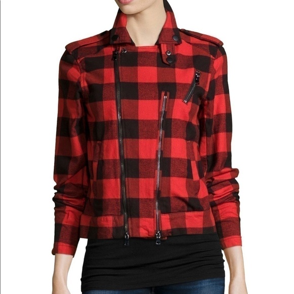 HUDSON Cynic Tundra Plaid Moto Jacket Medium - Picture 8 of 9